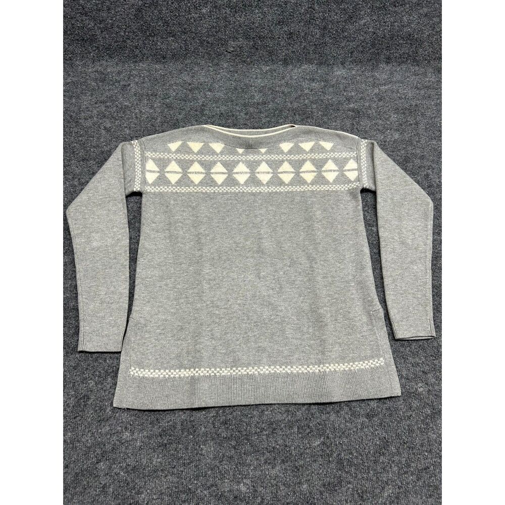 LOFT Women’s XS Gray Cream Fair Isle Nordic Knit Sweater